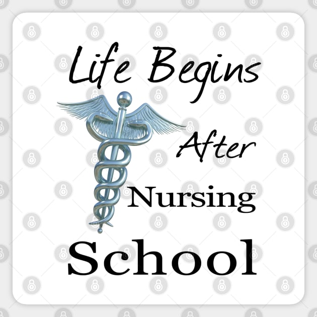 Life Begins After Nursing School Funny Nursing Sticker by macdonaldcreativestudios